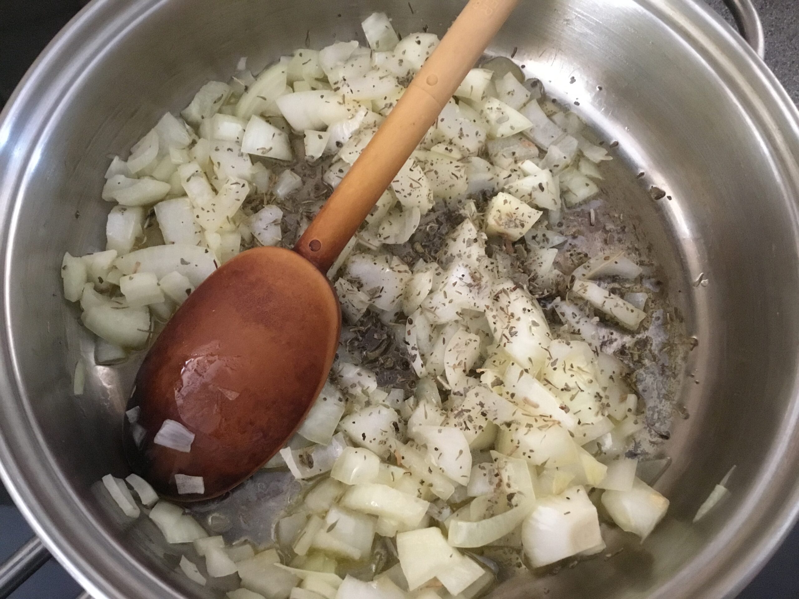 Sautéeing the onion