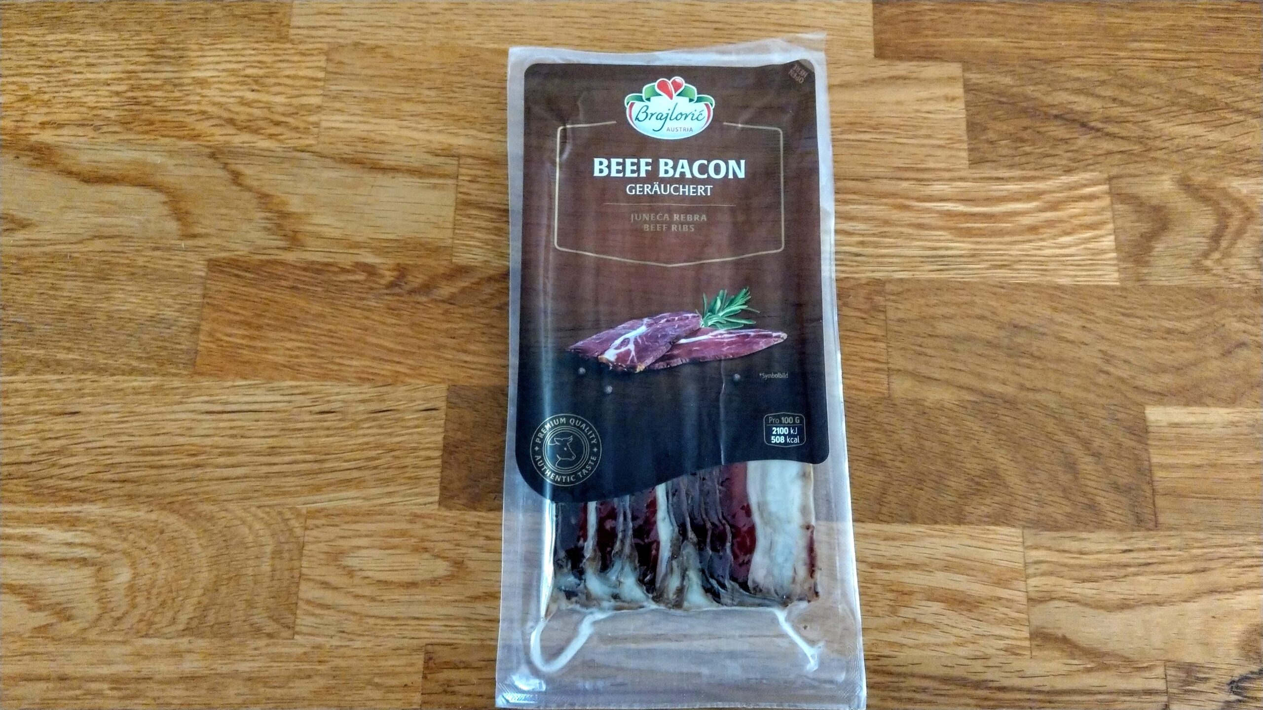 A package of beef bacon