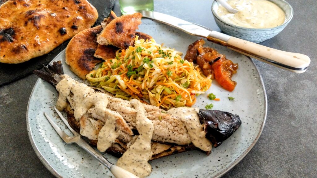 Smoked silvershoal with pickled vegetables
