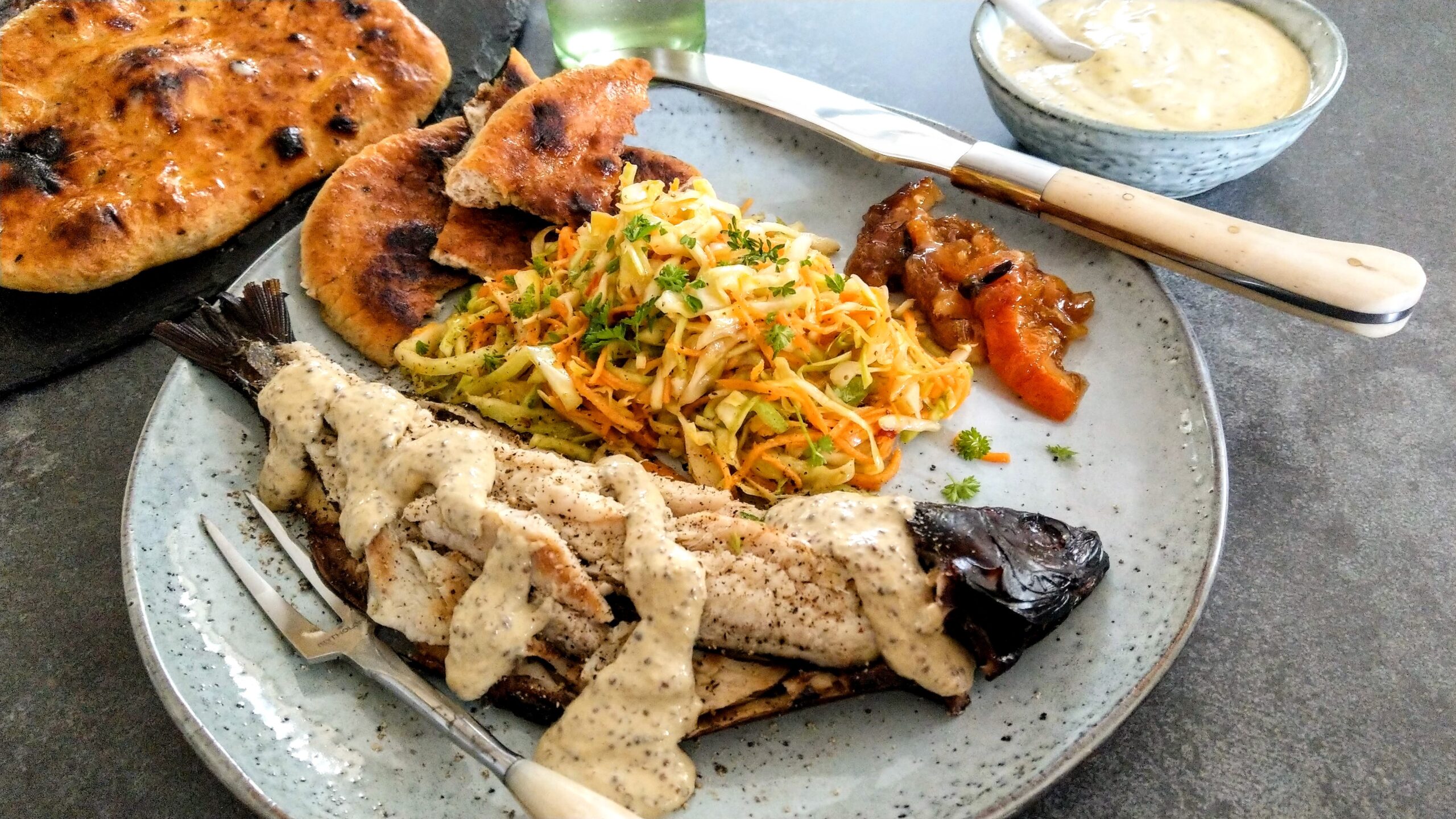Smoked silvershoal with pickled vegetables