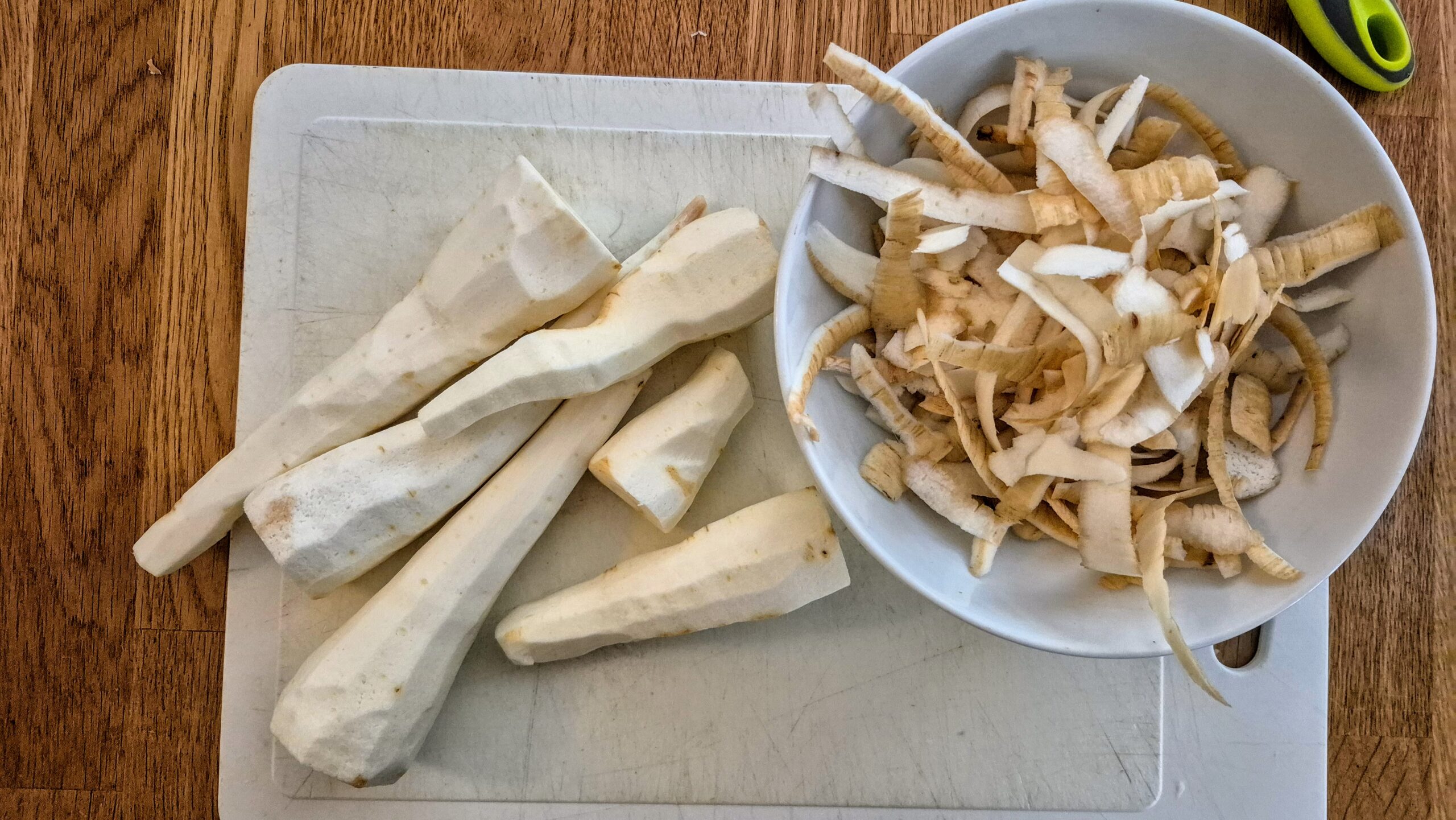 Peeled parsnips