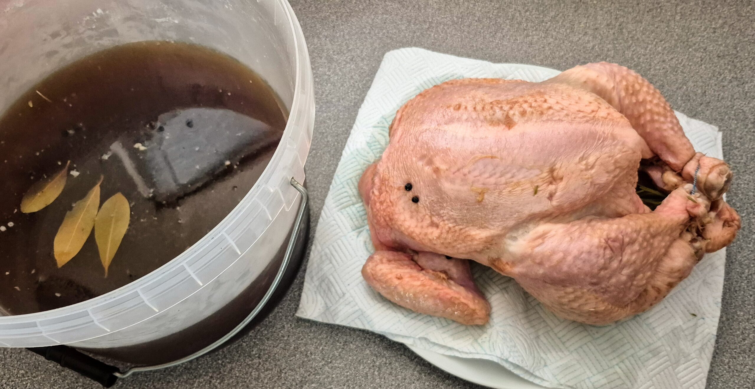 The chicken out of the brine